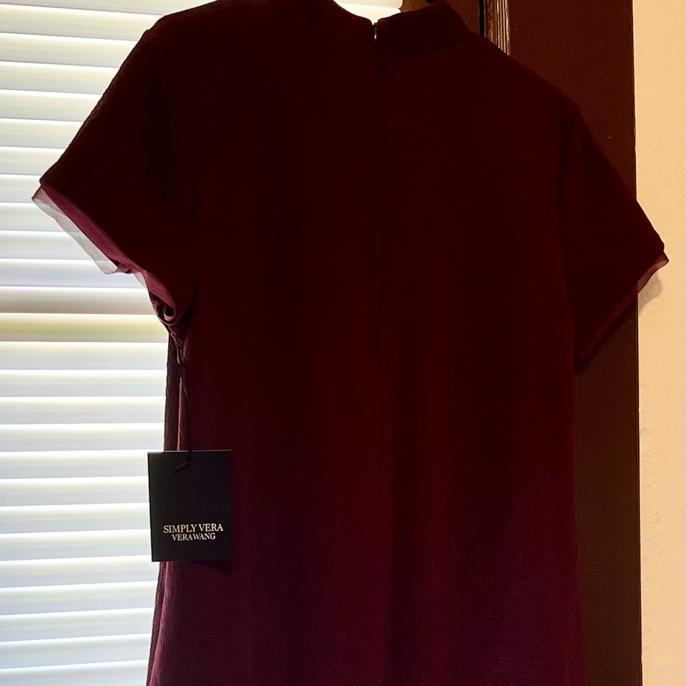 Simply Vera Wang NWT formal grape wine collared dress size Large